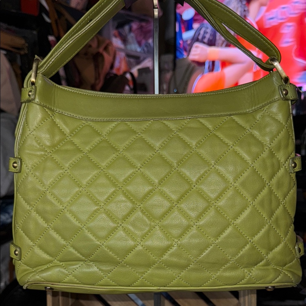 MCM Vintage Green Quilted Leather convertible Hand to Shoulder Bag - Picture 3 of 13